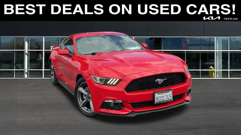 2016 Ford Mustang EcoBoost in Race Red — front three-quarter view