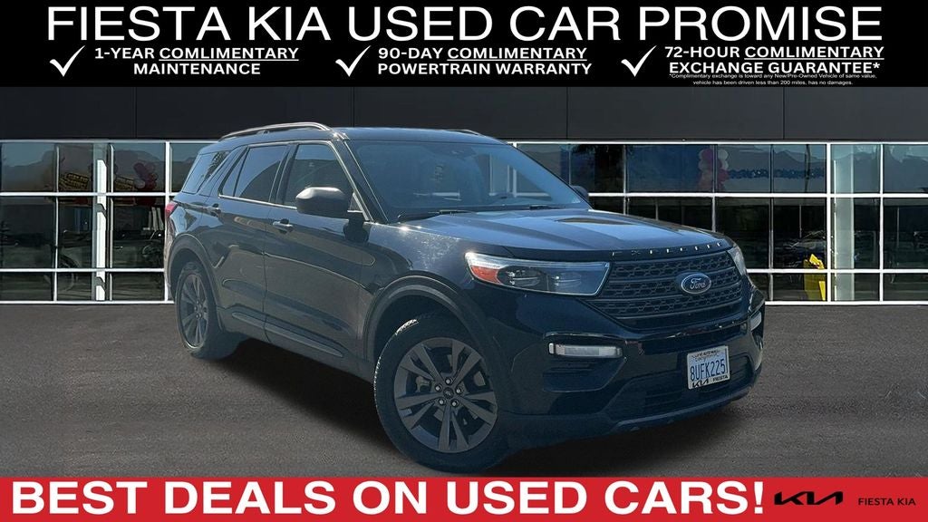 2021 Ford Explorer XLT in Black Metallic — front three-quarter view
