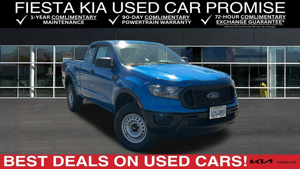 2022 Ford Ranger XL in Velocity Blue Metallic — front three-quarter view