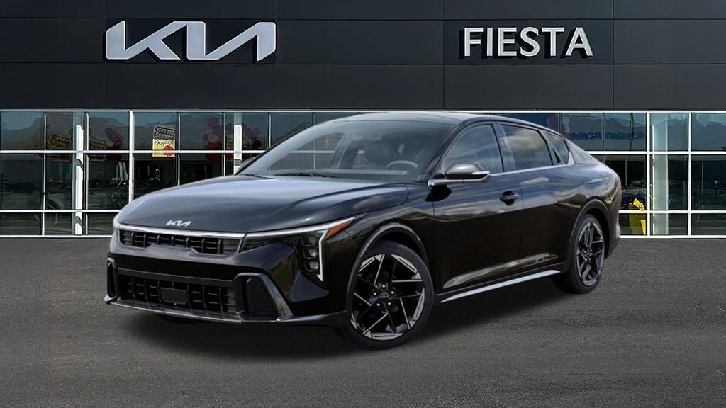 2026 Kia K4 GT-Line in Aurora Black Pearl — front three-quarter view