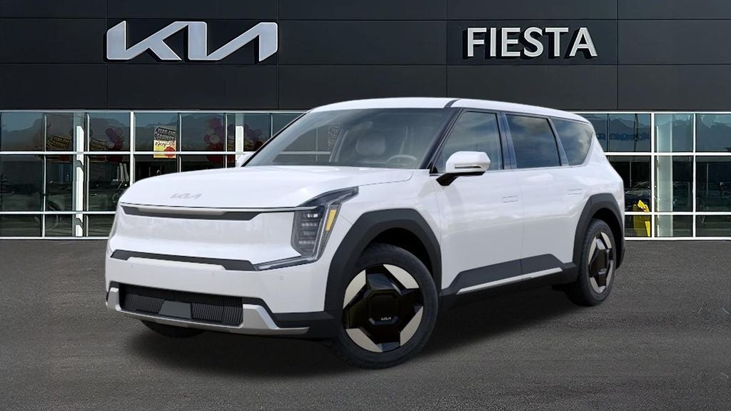 2026 Kia EV9 Light Long Range in Glacial White — front three-quarter view