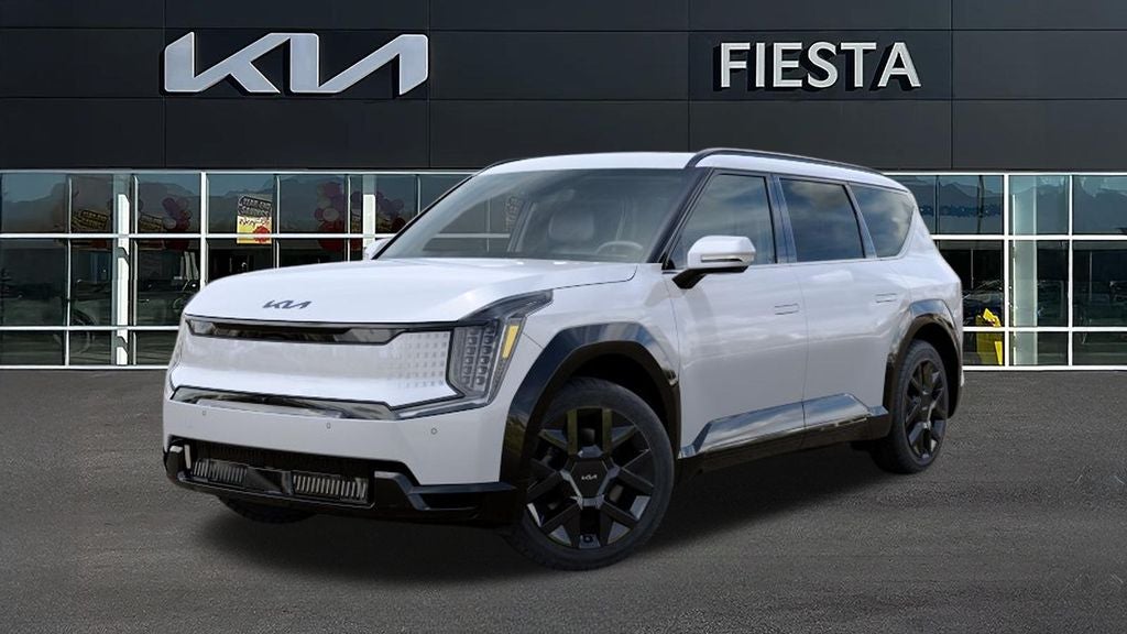 2026 Kia EV9 Land in White Pearl — front three-quarter view