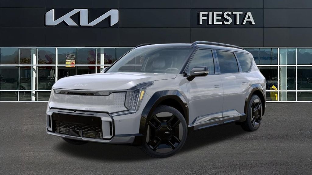2026 Kia EV9 GT-Line in Gray / Black — front three-quarter view