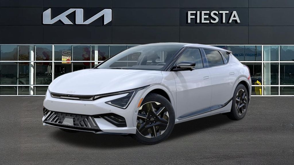 2026 Kia EV6 GT-Line in White Pearl — front three-quarter view