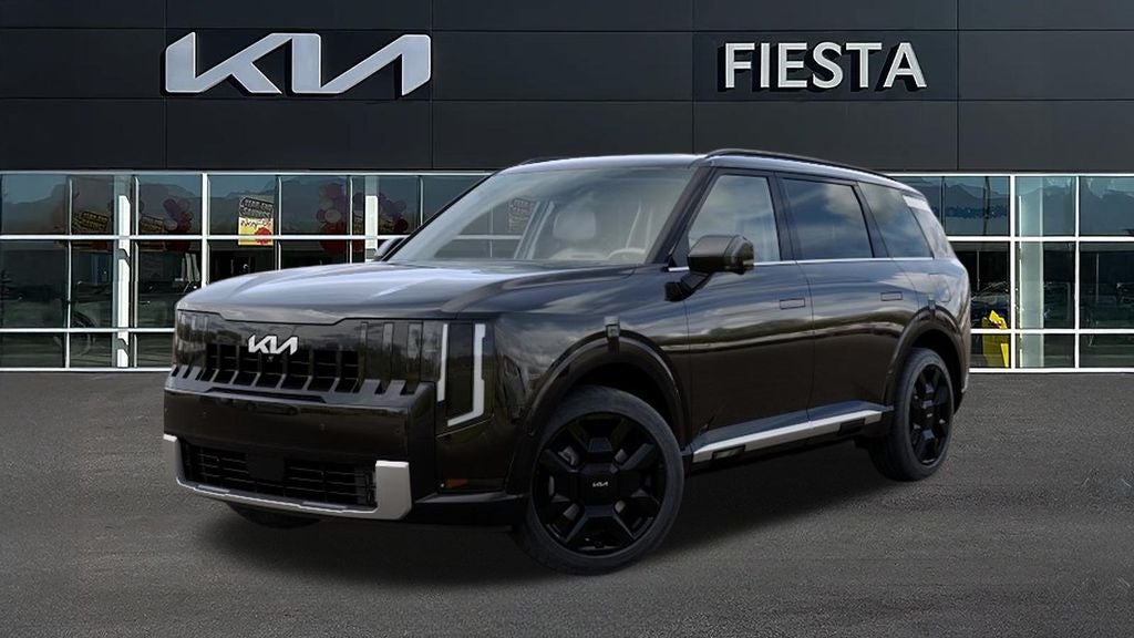 2027 Kia Telluride Hybrid SX in Ebony Black — front three-quarter view