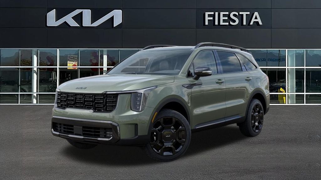 2026 Kia Sorento X-Line EX in Jungle Green — front three-quarter view
