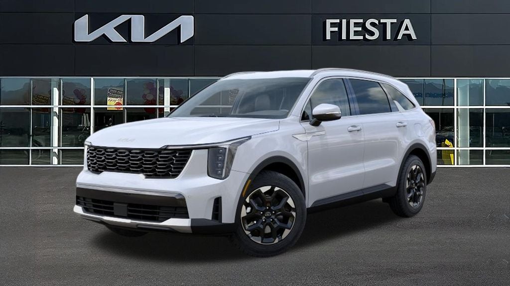 2026 Kia Sorento S in White Pearl — front three-quarter view