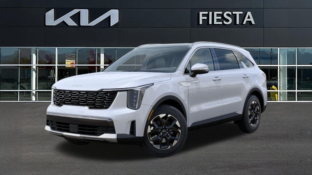 2026 Kia Sorento S in White Pearl — front three-quarter view