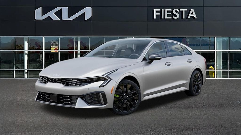 2026 Kia K5 GT in Steel — front three-quarter view