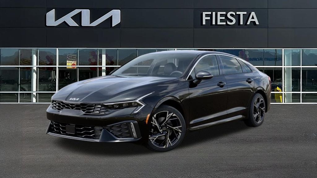 2026 Kia K5 GT-Line in Aurora Black — front three-quarter view
