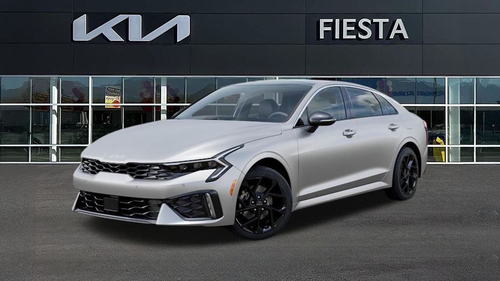2026 Kia K5 GT-Line in Steel — front three-quarter view