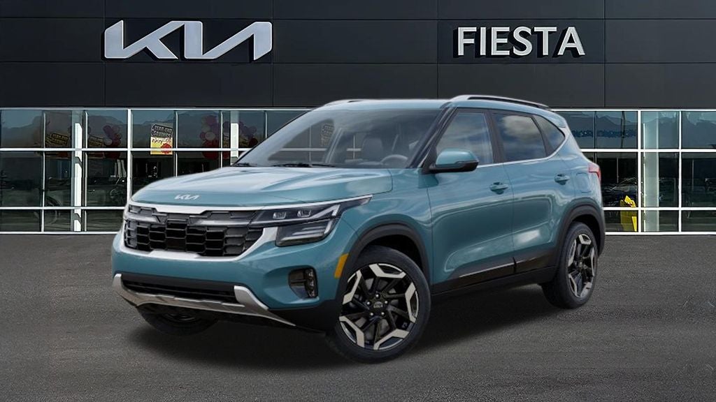 2026 Kia Seltos SX in Blue — front three-quarter view