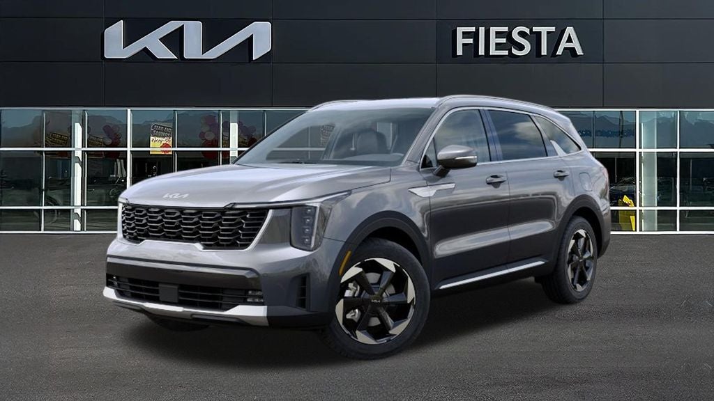 2026 Kia Sorento Hybrid EX in Steel Gray — front three-quarter view